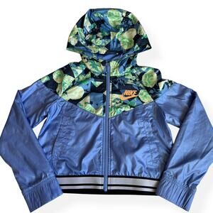 Nike Girls Windbreaker Jacket Purple Floral Medium
